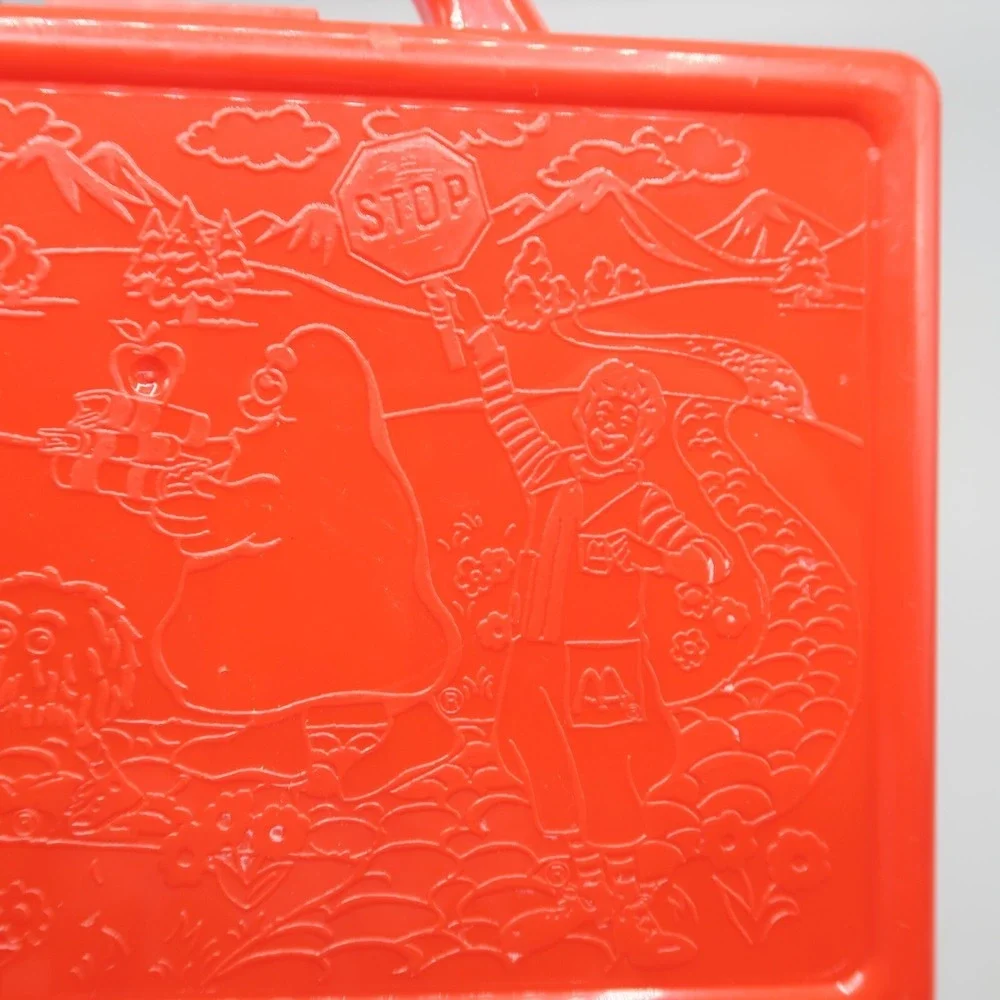 Vintage McDonalds Happy Meal Red Plastic Lunch Box Case 1988  Halloween Meal Bag